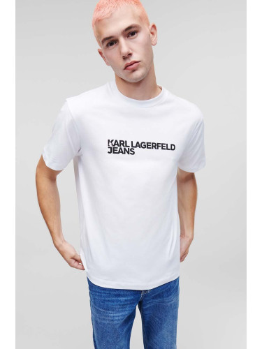 Памучна тениска Karl Lagerfeld Jeans в бяло с принт