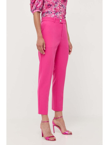 Панталон Custommade в розово със стандартна кройка, с висока талия