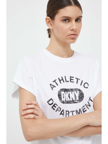 Памучна тениска Dkny в бяло