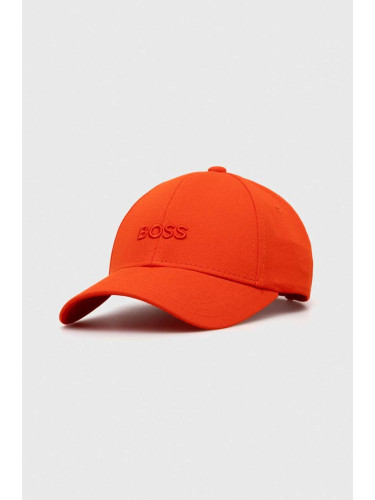 Памучна шапка с козирка BOSS в оранжево с апликация 50495441