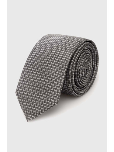 Вратовръзка с коприна HUGO в сиво