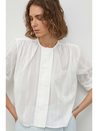 Памучна риза Day Birger et Mikkelsen дамска в бяло със свободна кройка