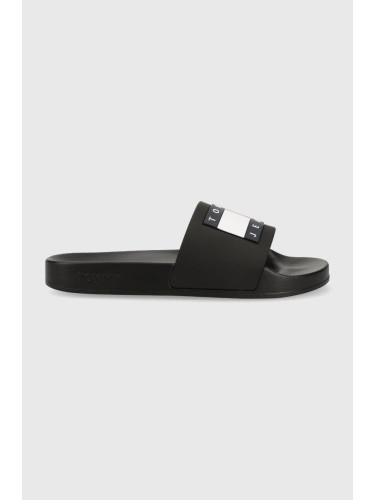 Чехли Tommy Jeans FLAG POOL SLD ESS SLIDE в черно EN0EN02115