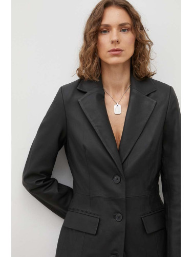 Кожено сако Remain в черно с едно копче с изчистен дизайн