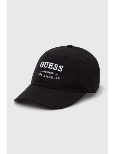 Шапка с козирка Guess в черно с апликация AM5023 POL01