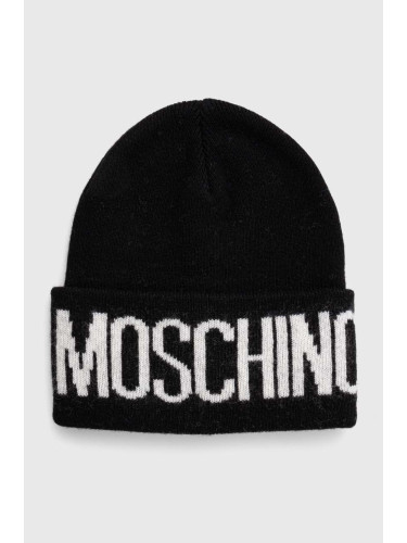 Вълнена шапка Moschino в черно