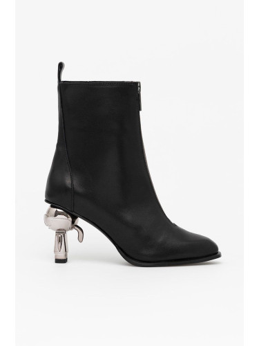 Кожени боти Karl Lagerfeld Ikon Heel в черно с висок ток KL39040