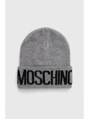 Вълнена шапка Moschino в сиво