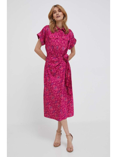 Рокля Lauren Ralph Lauren в розово среднодълга разкроен модел