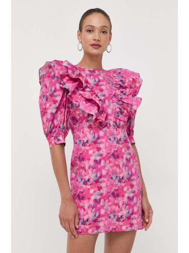 Памучна рокля Custommade в розово къса със стандартна кройка