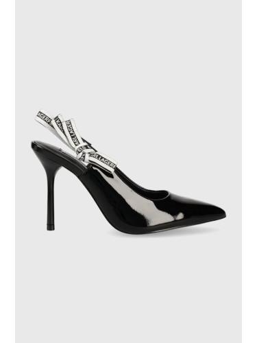 Кожени обувки с висок ток Karl Lagerfeld SARABANDE в черно KL30908