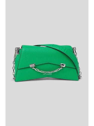 Кожена чанта Karl Lagerfeld в зелено