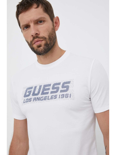 Тениска Guess в бяло с апликация