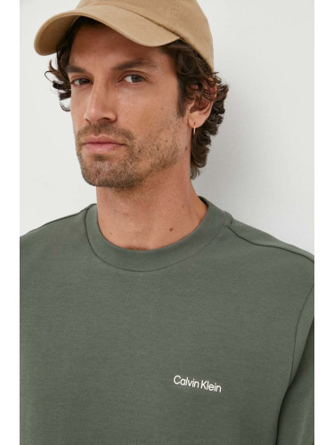Суичър Calvin Klein в зелено с изчистен дизайн
