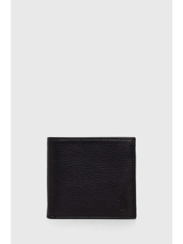 Кожен портфейл Polo Ralph Lauren мъжки в черно 405914235