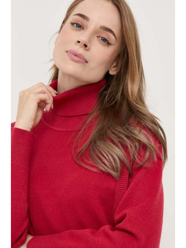 Пуловер Silvian Heach дамски в червено с поло