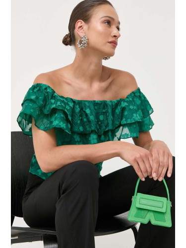 Блуза Custommade в зелено с флорален десен