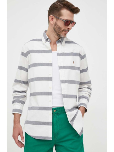 Памучна риза Polo Ralph Lauren мъжка със стандартна кройка с яка с копче