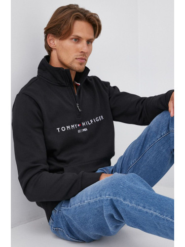 Суичър Tommy Hilfiger мъжки в черно с изчистен дизайн