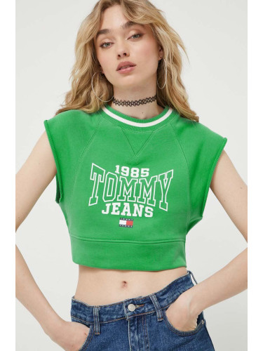 Топ Tommy Jeans дамски в зелено