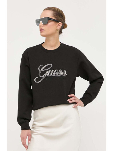 Суичър Guess в черно с апликация