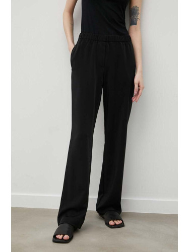 Панталон Samsoe Hoys в черно със стандартна кройка, с висока талия F16304674