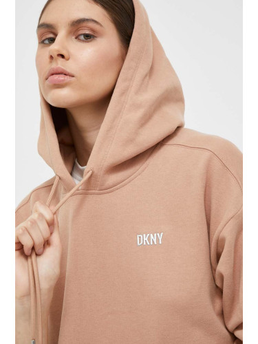 Суичър Dkny в кафяво с качулка апликация DP2T9057