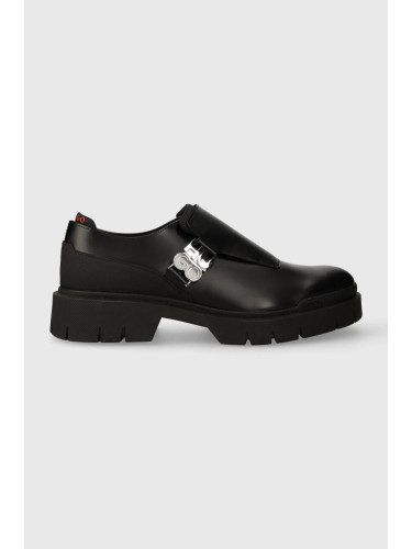Кожени половинки обувки HUGO Denzel в черно 50503626