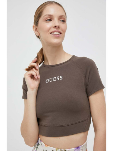 Тениска Guess ALINE в кафяво V3RP16 KABR0