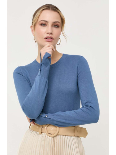 Пуловер Guess дамски в синьо от лека материя
