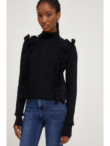 Пуловер Answear Lab дамски в черно с ниско поло