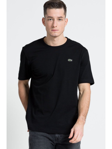 Тениска Lacoste в черно с изчистен дизайн