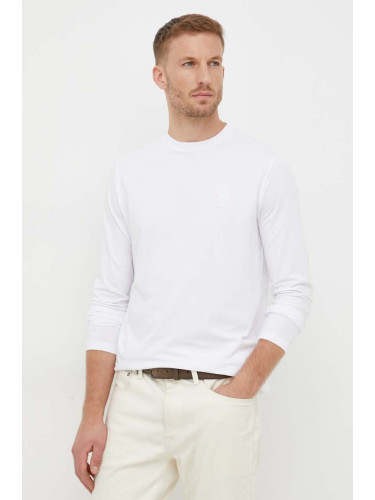 Блуза с дълги ръкави Karl Lagerfeld в бяло с изчистен дизайн