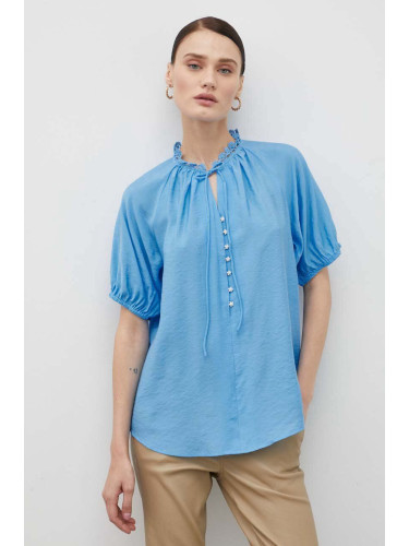 Блуза Bruuns Bazaar в синьо с изчистен дизайн