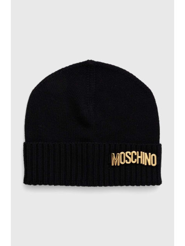 Вълнена шапка Moschino в черно от вълна