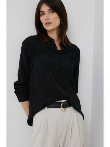 Риза Seidensticker дамска в черно със стандартна кройка с класическа яка 60.133511