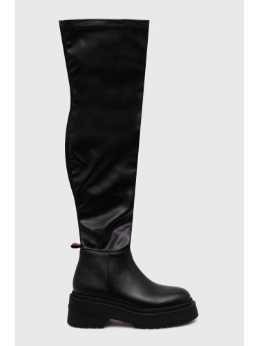 Ботуши Tommy Jeans TJW OVER THE KNEE BOOTS в черно с платформа EN0EN02254