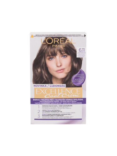 L'Oréal Paris Excellence Cool Creme Боя за коса за жени 48 ml Нюанс 6,11 Ultra Ash Dark Blond увредена кутия