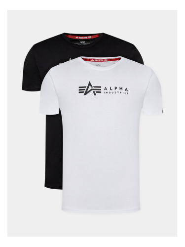 Alpha Industries Комплект 2 тишъртки Alpha Label T 118534 Черен Regular Fit