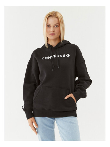 Converse Суитшърт Wordmark Fleece Hoodie Emb 10025690-A06 Черен Regular Fit