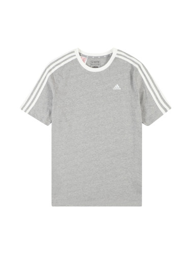 ADIDAS SPORTSWEAR Функционална тениска 'Essentials 3-Stripes  Loose Fit friend'  сив меланж / бяло