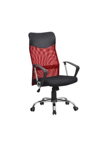 Директорски стол Monti HB, дамаска, екокожа и меш, черна седалка, червена облегалка