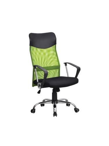 Директорски стол Monti HB, дамаска, екокожа и меш, черна седалка, светлозелена облегалка