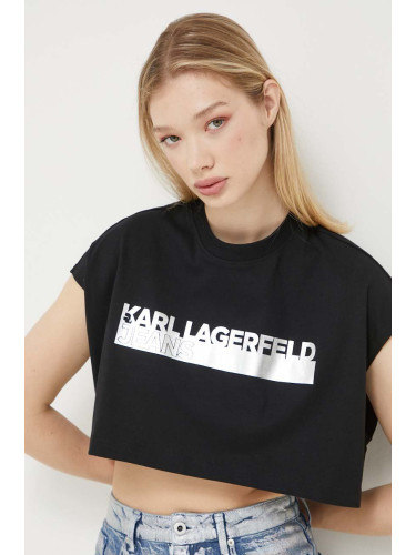Памучен топ Karl Lagerfeld Jeans в черно