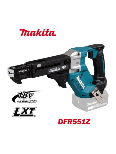 Винтоверт акумулаторен, автоматичен, за гипскартон, Makita DFR551Z, 18V, LXT, 1/4", безчетков мотор