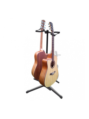 Регулируема стойка за две китари, сгъваема