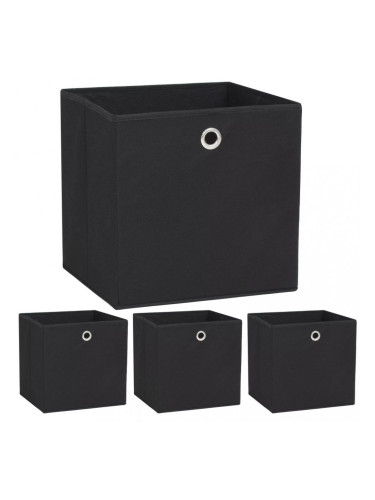 Sonata Кутии за съхранение, 4 бр, нетъкан текстил, 32x32x32 см, черни
