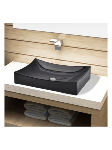 Sonata Керамична правоъгълна мивка, черна