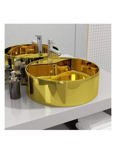 Sonata Мивка с преливник, 46,5x15,5 см, керамична, златиста