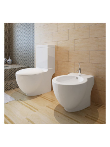 Комплект тоалетна чиния и биде, бял